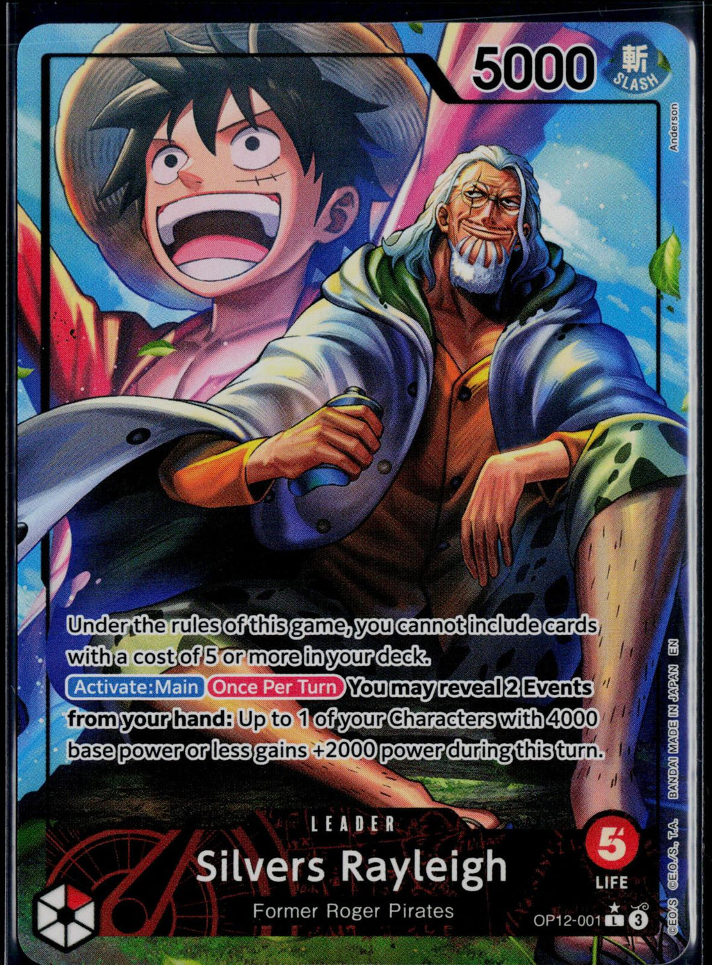 SILVERS RAYLEIGH (ALTERNATE ART) OP12-001 ONE PIECE LEGACY OF THE MASTER L NM