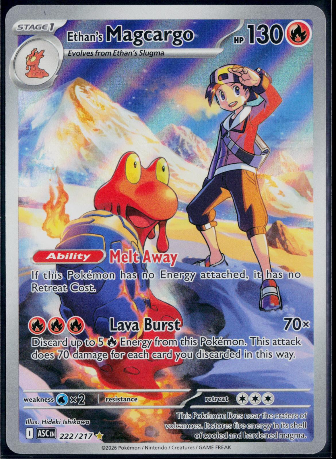 ETHAN'S MAGCARGO 222/217 POKEMON ASCENDED HEROES ILLUSTRATION RARE NM