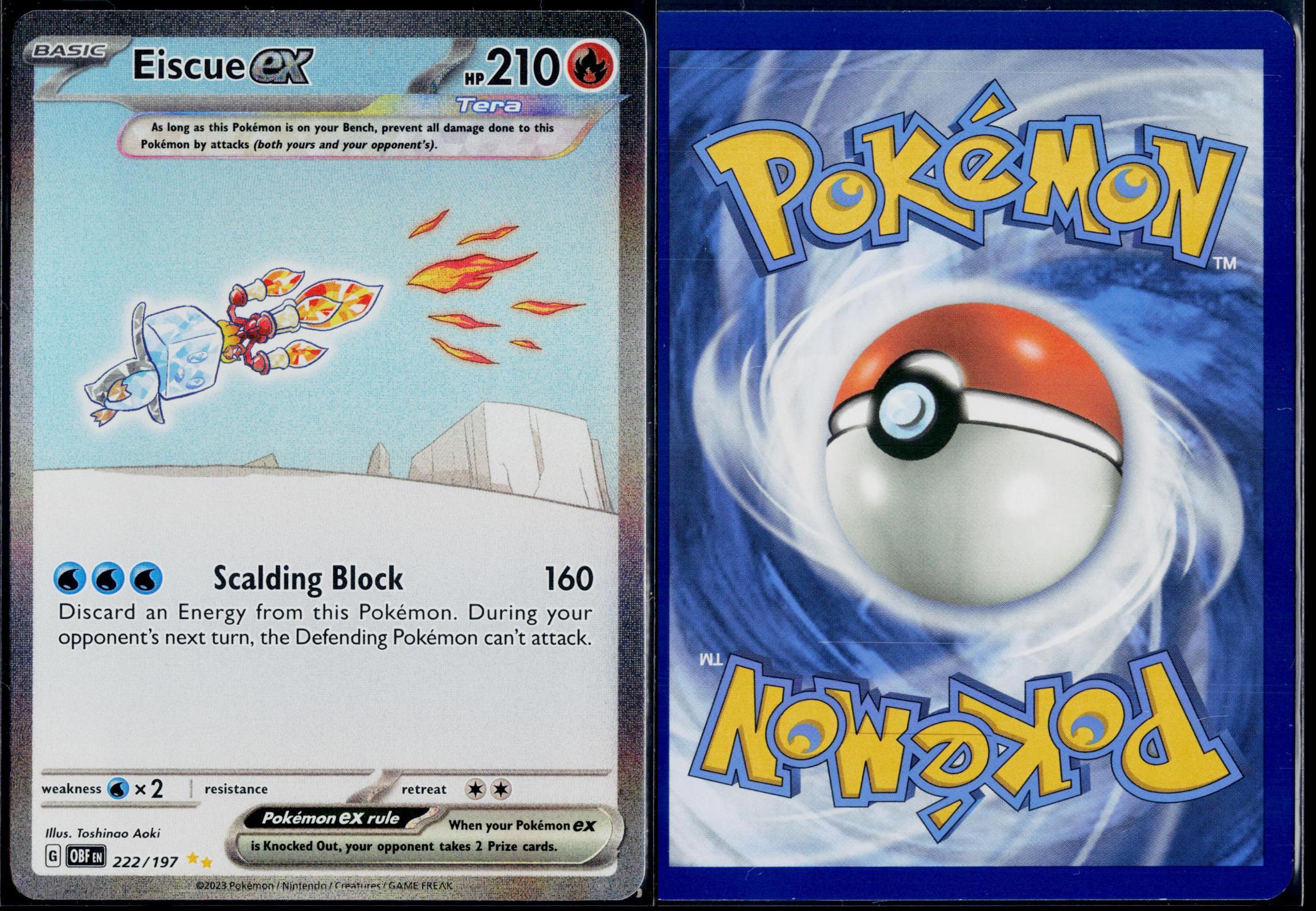 EISCUE EX 222/197 POKEMON OBSIDIAN FLAMES SPECIAL ILLUSTRATION RARE NM