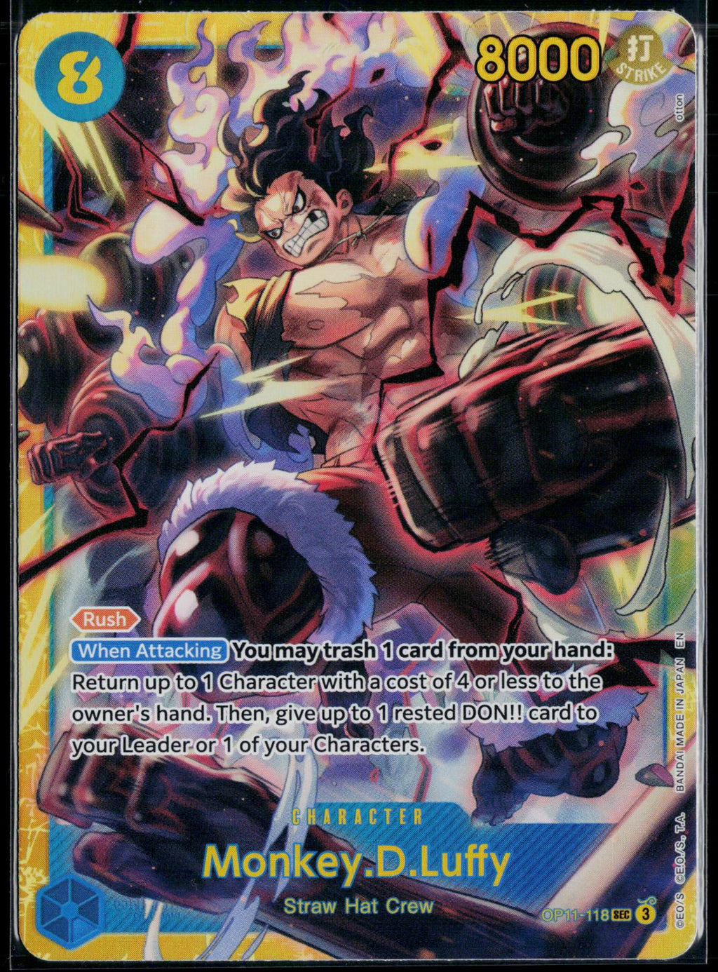 MONKEY.D.LUFFY (118) OP11-118 ONE PIECE A FIST OF DIVINE SPEED SEC NM