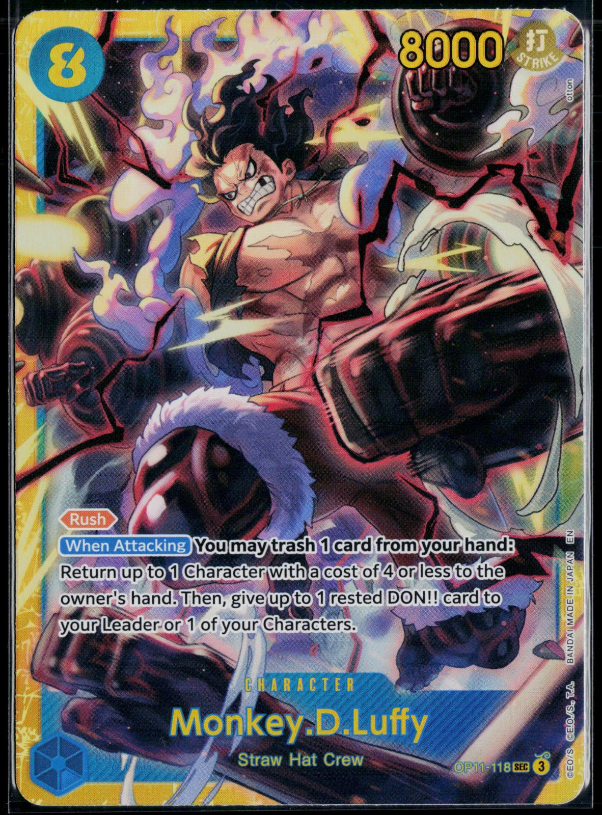 MONKEY.D.LUFFY (118) OP11-118 ONE PIECE A FIST OF DIVINE SPEED SEC NM