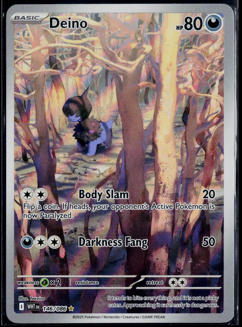 DEINO 146/086 POKEMON WHITE FLARE HOLO ILLUSTRATION RARE NM