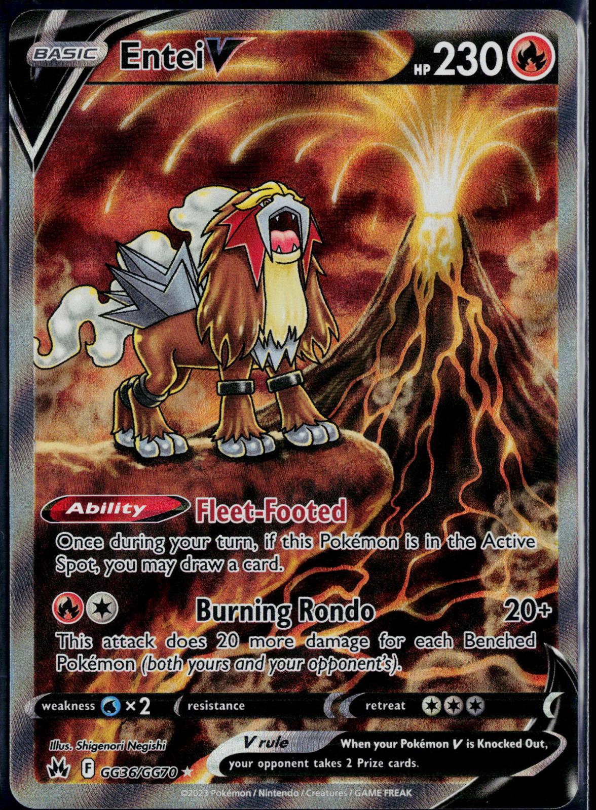 ENTEI V GG36/GG70 POKEMON CROWN ZENITH GALARIAN GALLERY HOLO V RARE NM