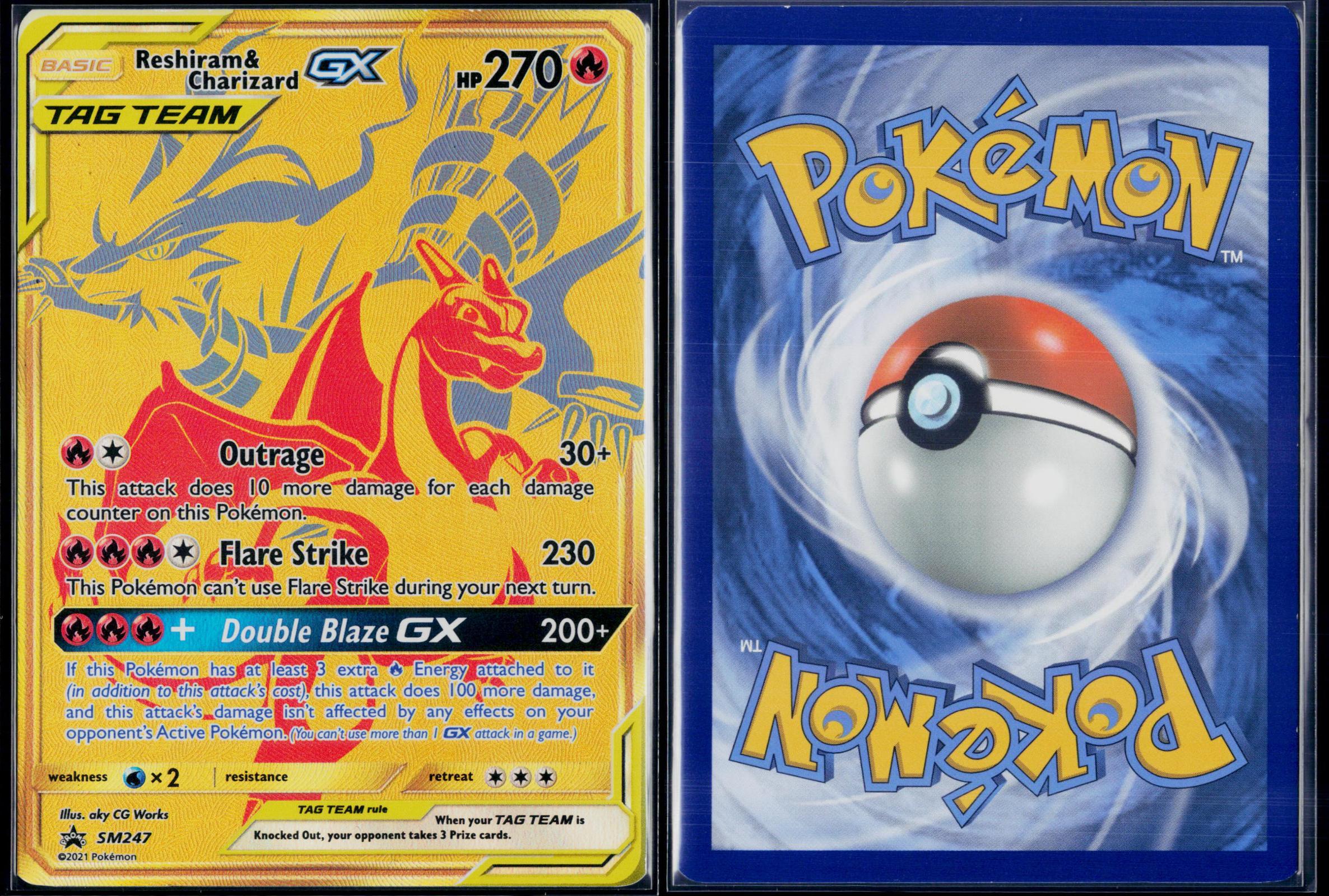 RESHIRAM & CHARIZARD GX - SM247 POKEMON SUN & MOON PROMO HOLO P LP