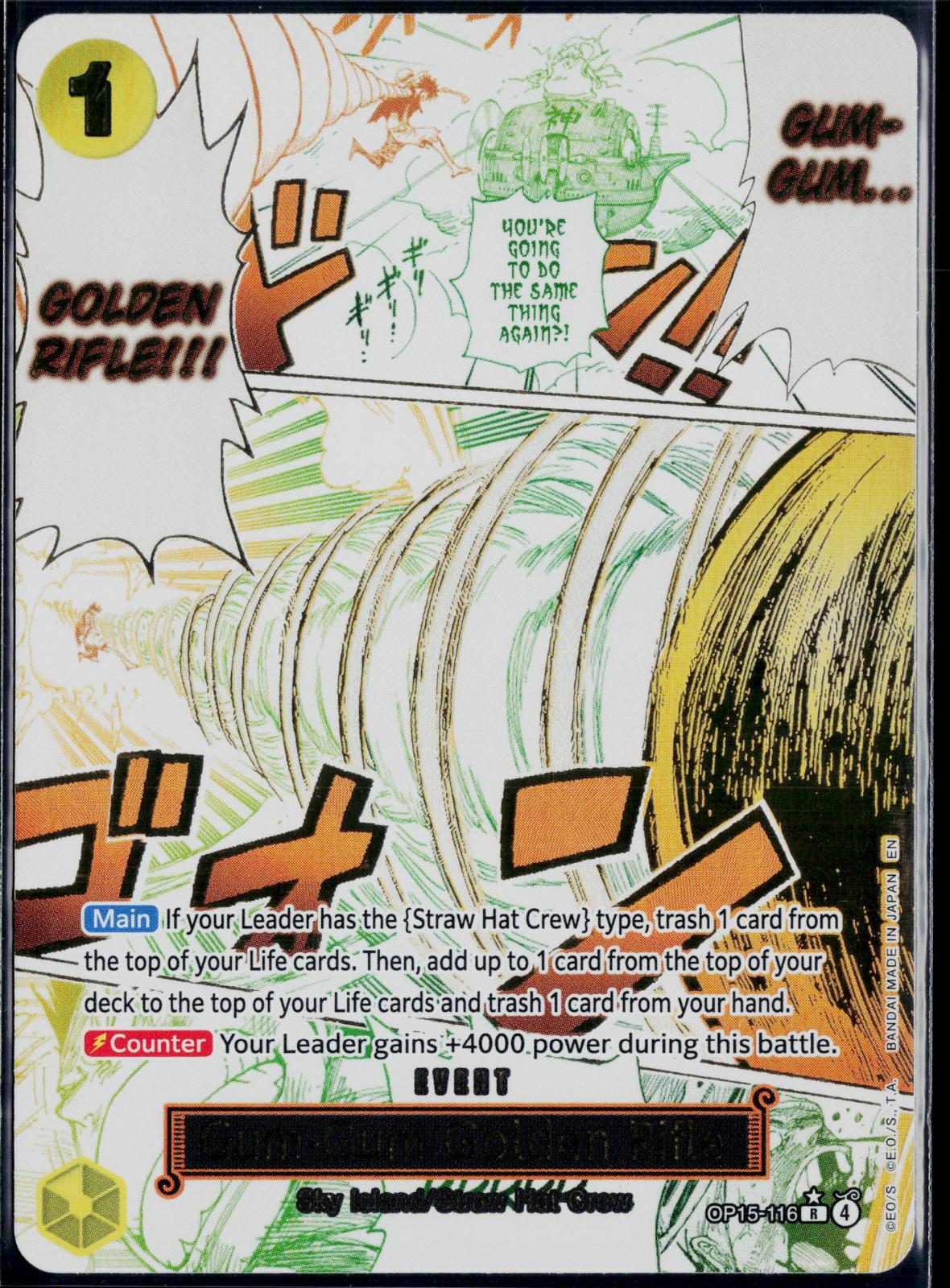 GUM-GUM GOLDEN RIFLE (ALTERNATE ART) OP15-116 ONE PIECE NM
