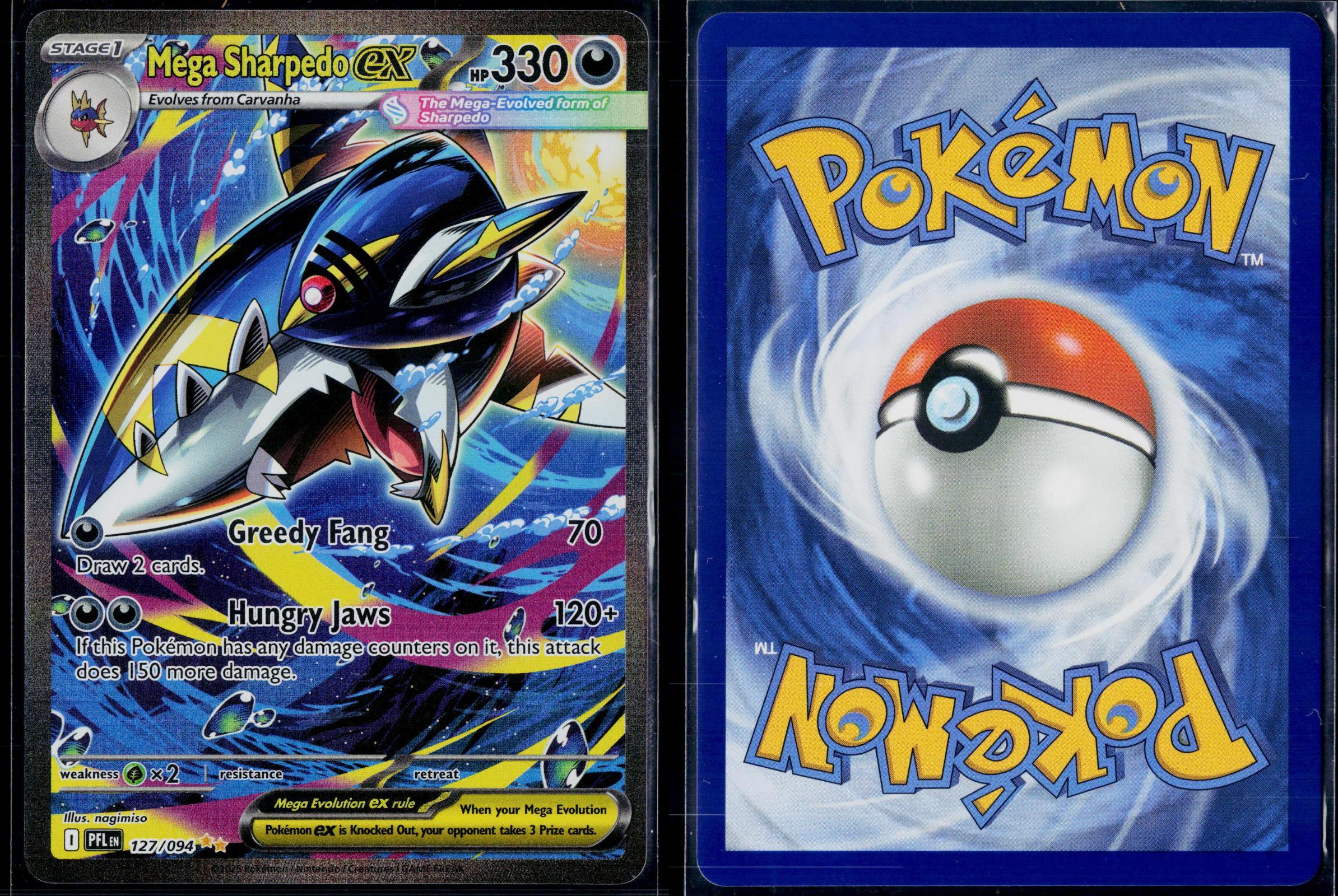 MEGA SHARPEDO EX 127/094 POKEMON PHANTASMAL FLAMES SPECIAL ILLUSTRATION RARE NM