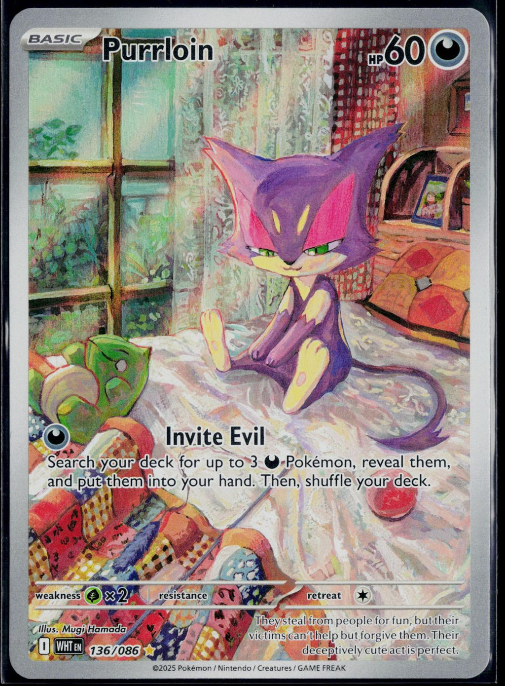PURRLOIN 136/086 POKEMON WHITE FLARE ILLUSTRATION RARE NM
