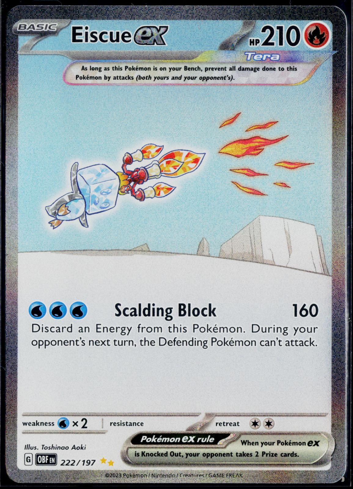 EISCUE EX 222/197 POKEMON OBSIDIAN FLAMES SPECIAL ILLUSTRATION RARE NM