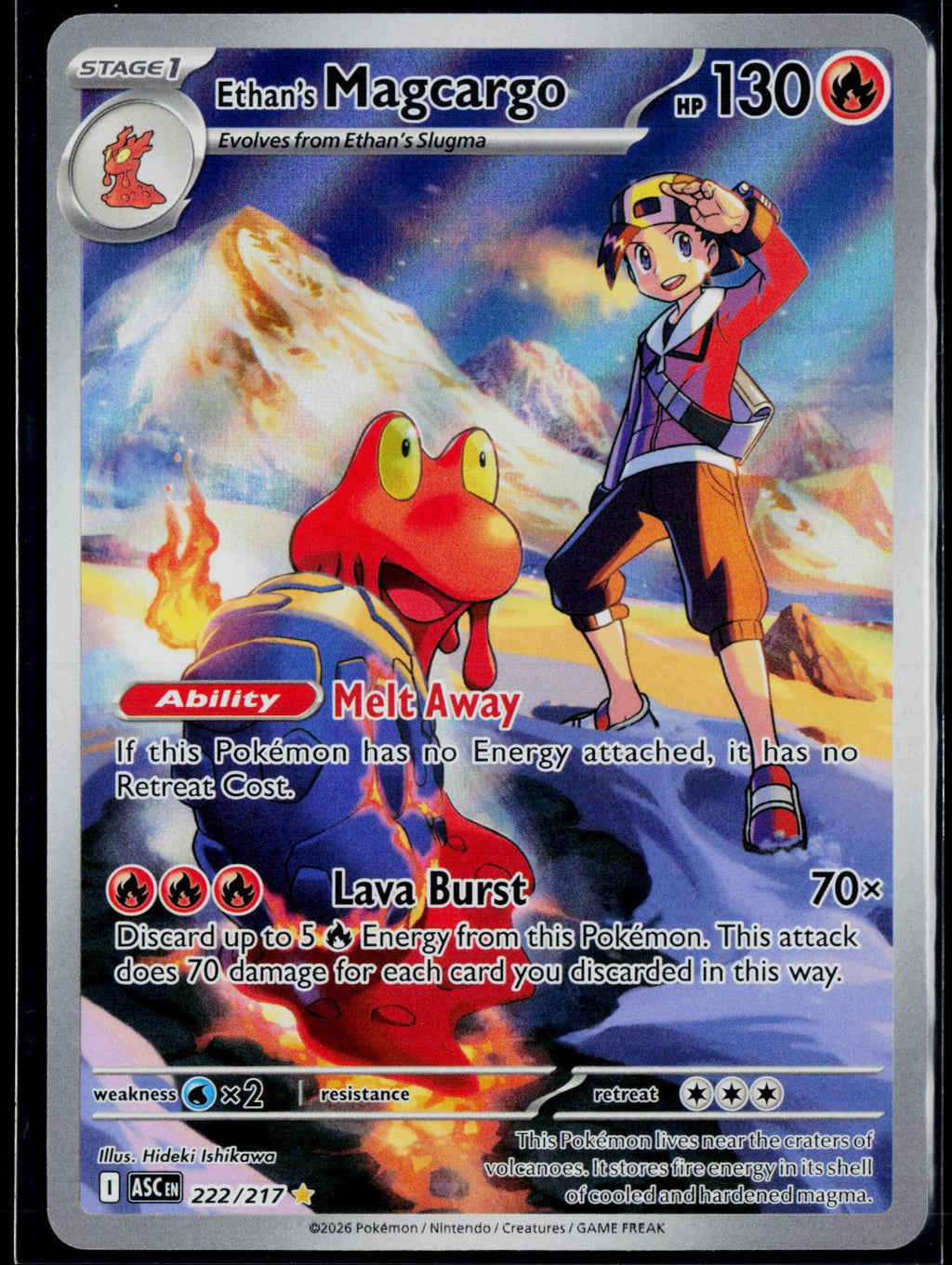 ETHAN'S MAGCARGO 222/217 POKEMON ME: ASCENDED HEROES ILLUSTRATION RARE NM