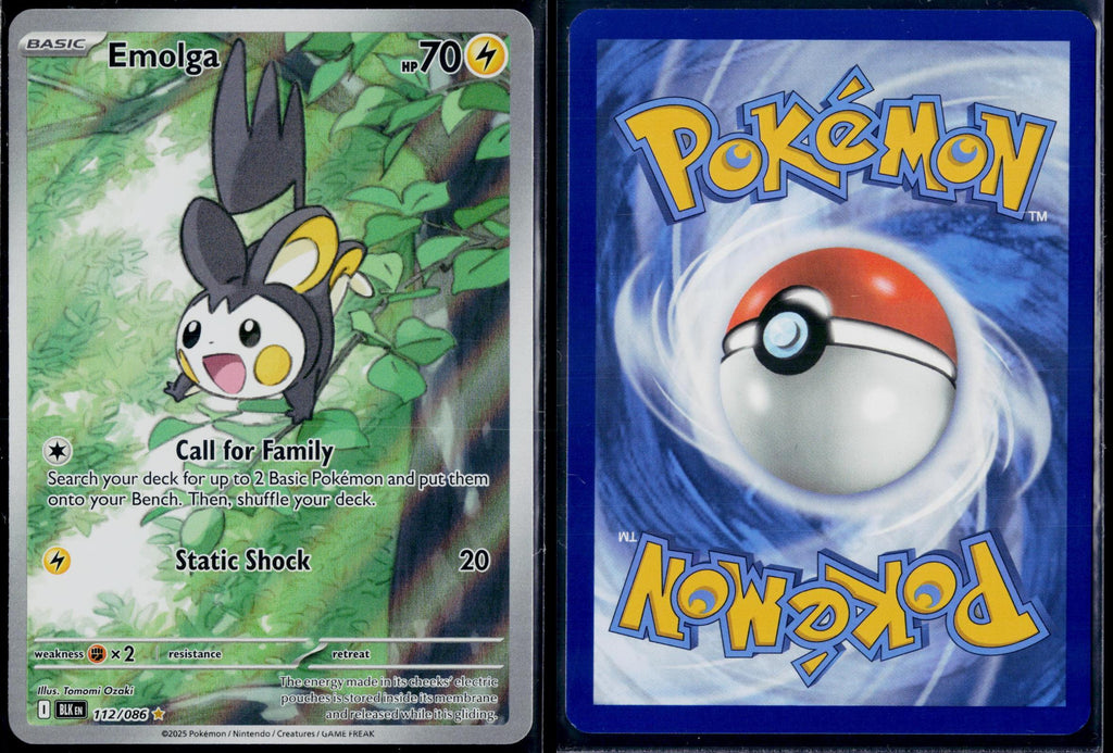 EMOLGA 112/086 POKEMON BLACK BOLT HOLO ILLUSTRATION RARE NM