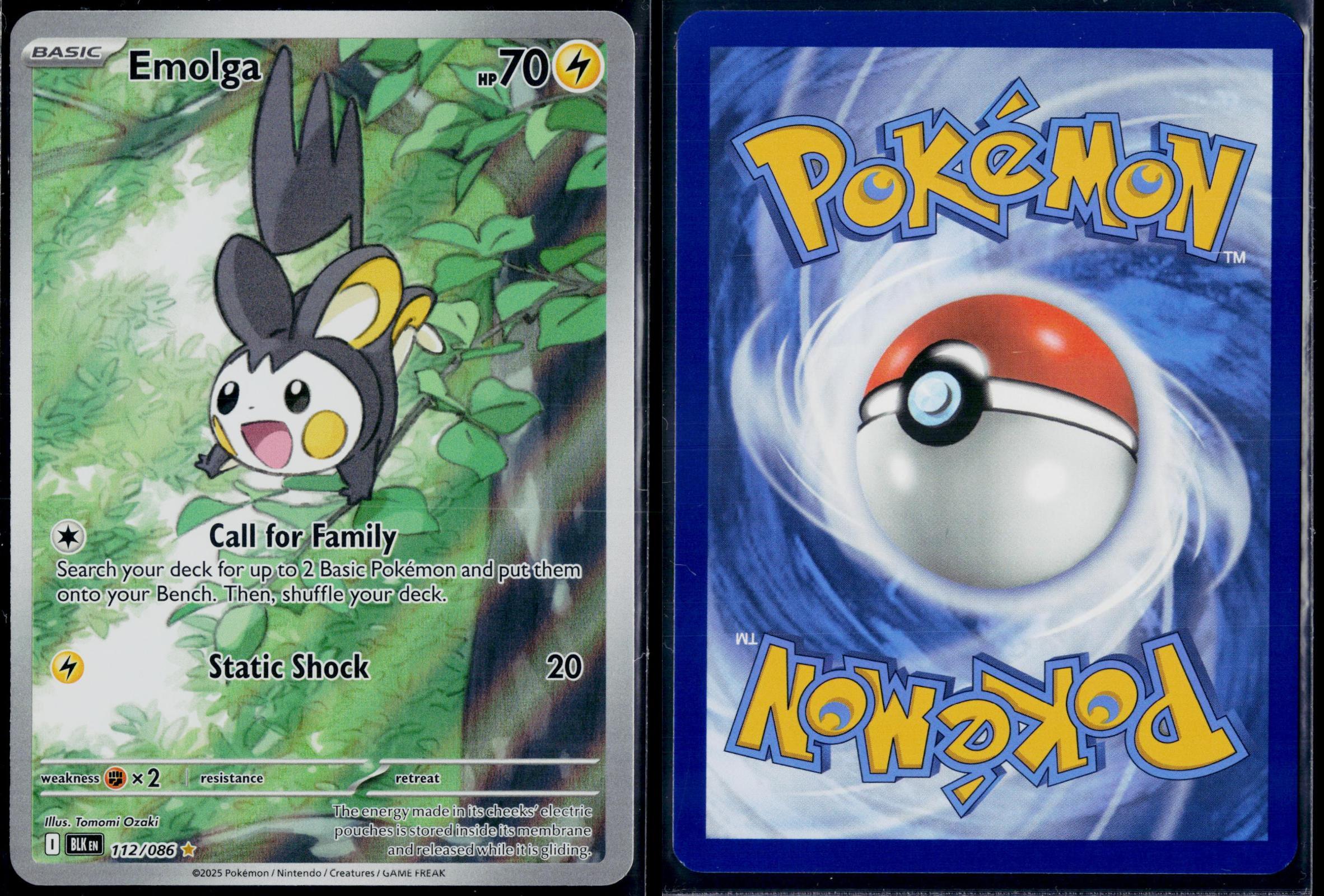 EMOLGA 112/086 POKEMON BLACK BOLT HOLO ILLUSTRATION RARE NM