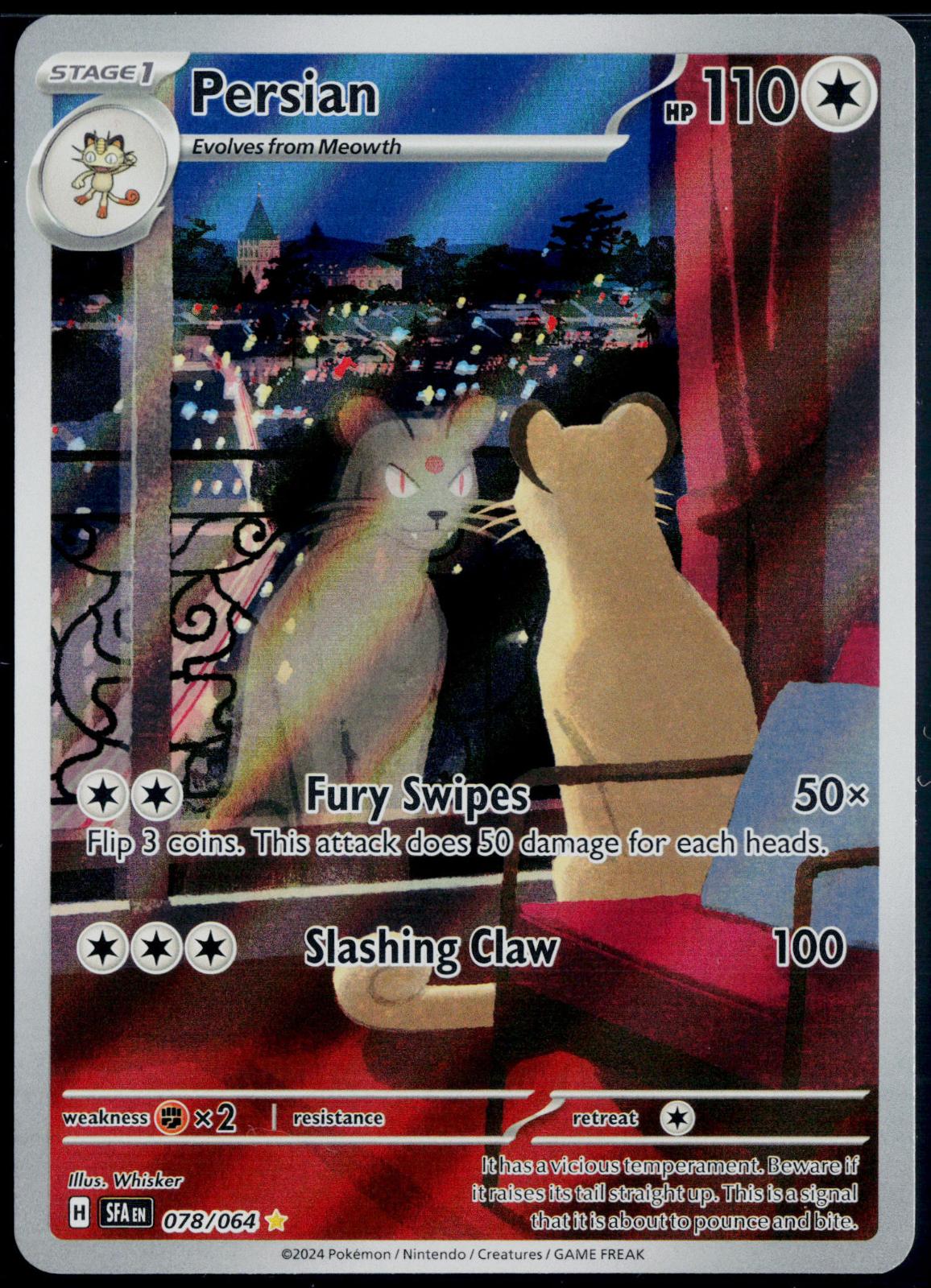 PERSIAN 078/064 POKEMON SHROUDED FABLE ILLUSTRATION RARE NM