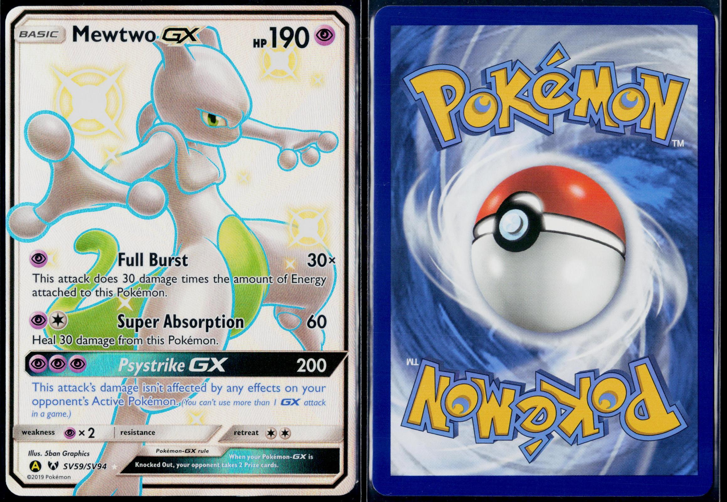 MEWTWO GX SV59/SV94 POKEMON HIDDEN FATES SHINY VAULT SHINY GX RARE NM