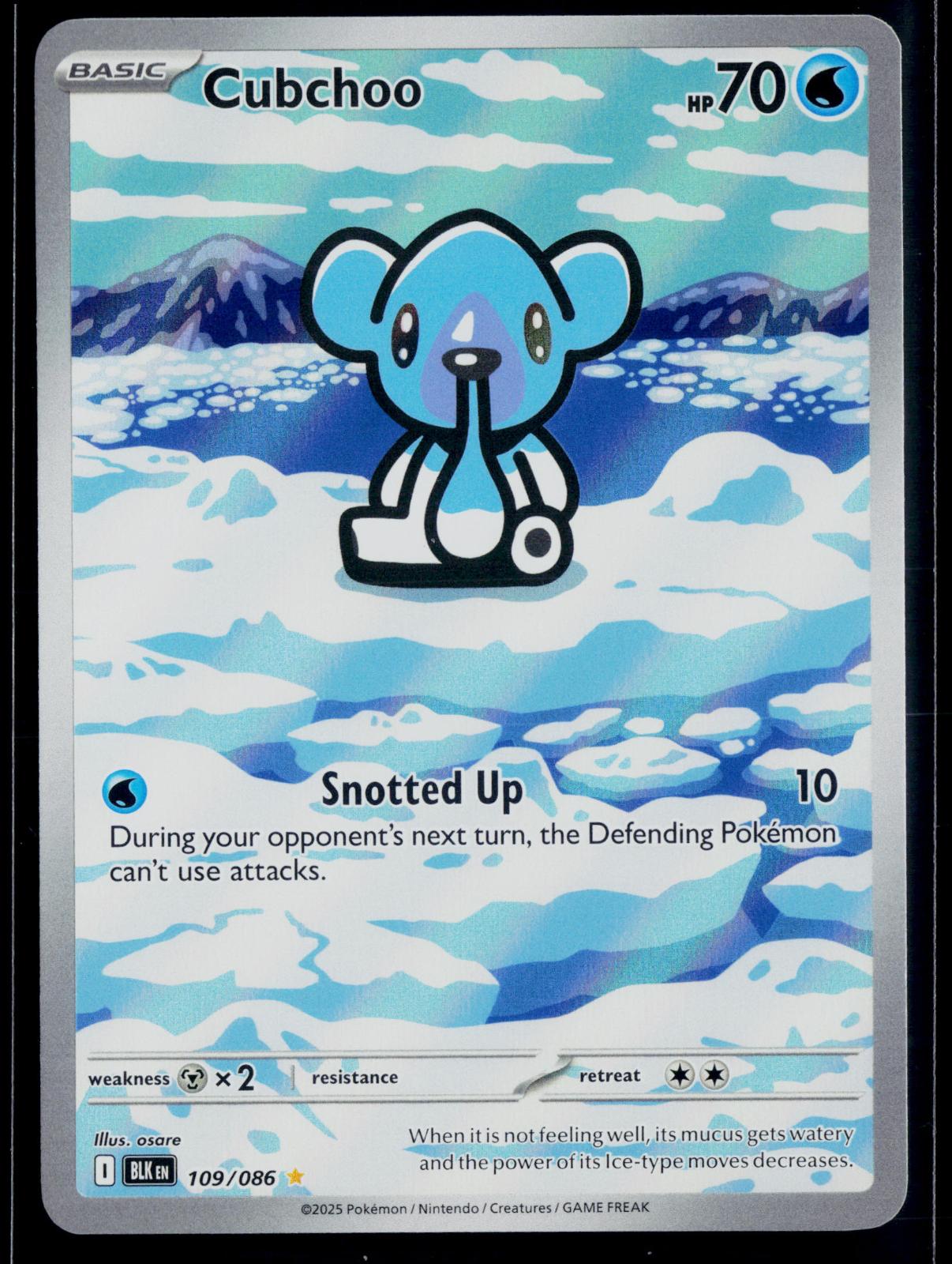 CUBCHOO 109/086 POKEMON BLACK BOLT HOLO ILLUSTRATION RARE NM