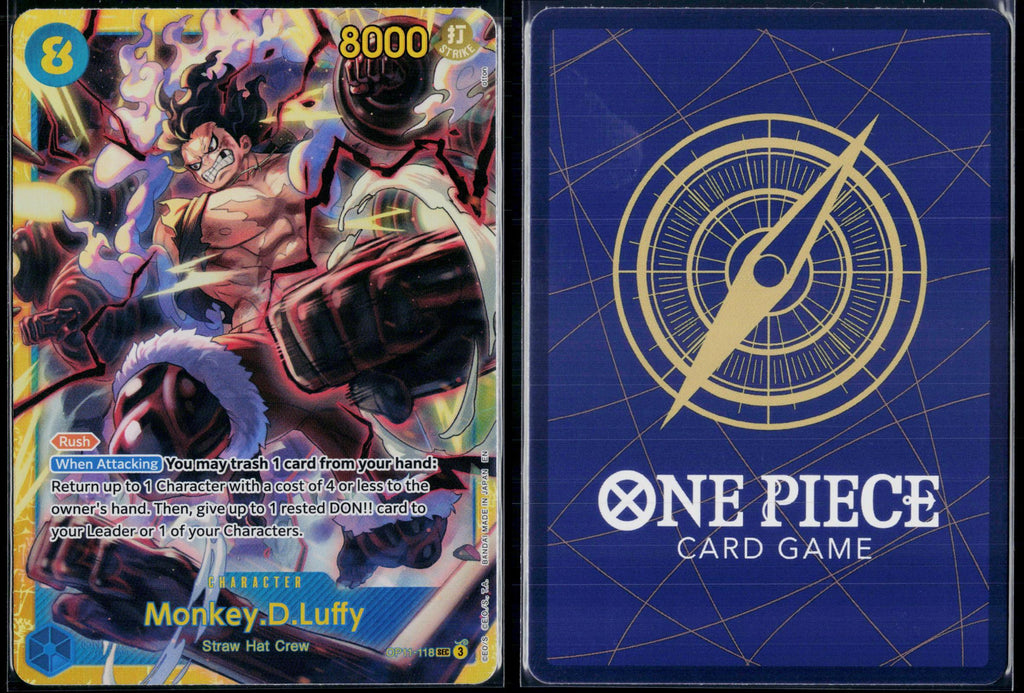 MONKEY.D.LUFFY (118) OP11-118 ONE PIECE A FIST OF DIVINE SPEED SEC NM