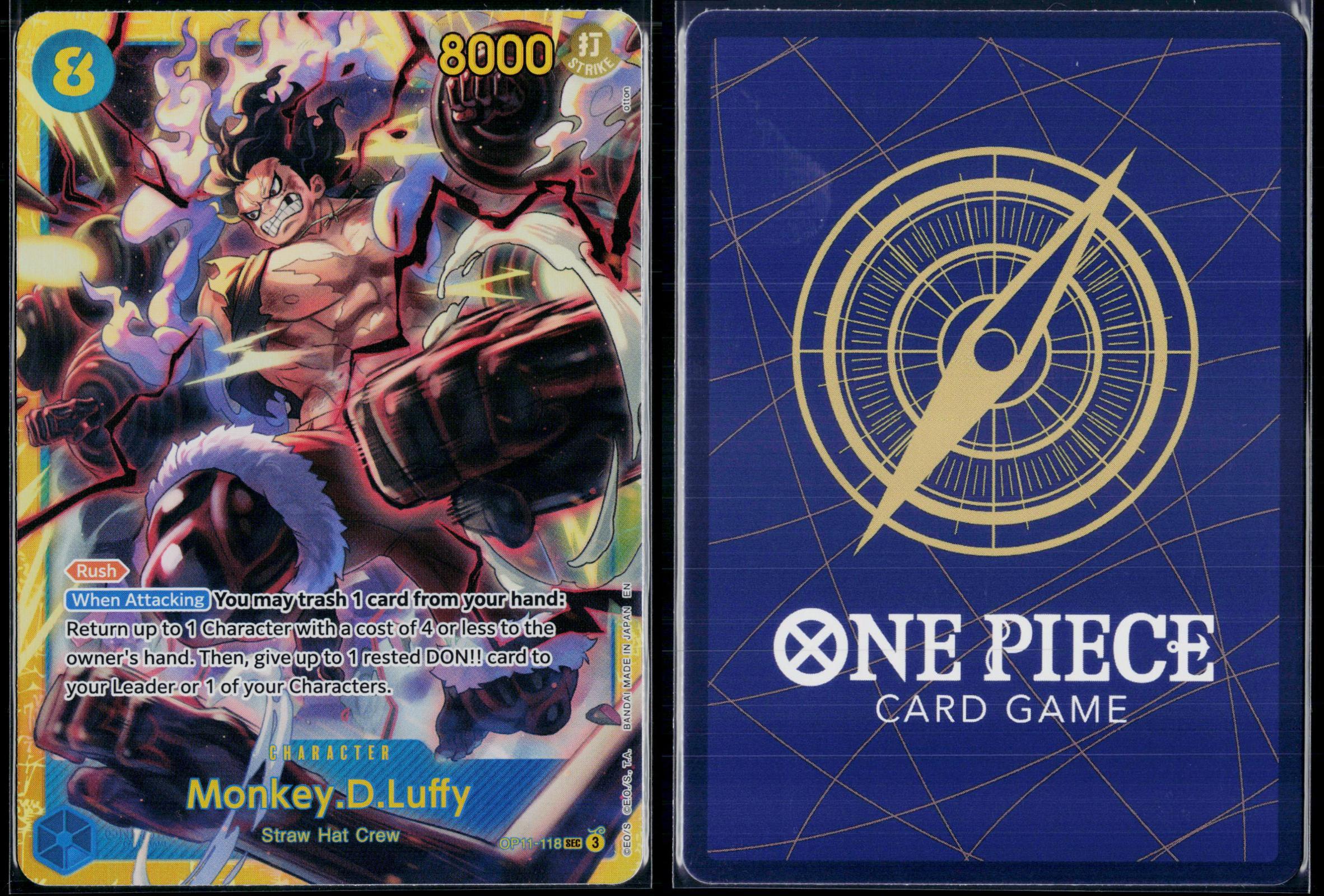 MONKEY.D.LUFFY (118) OP11-118 ONE PIECE A FIST OF DIVINE SPEED SEC NM