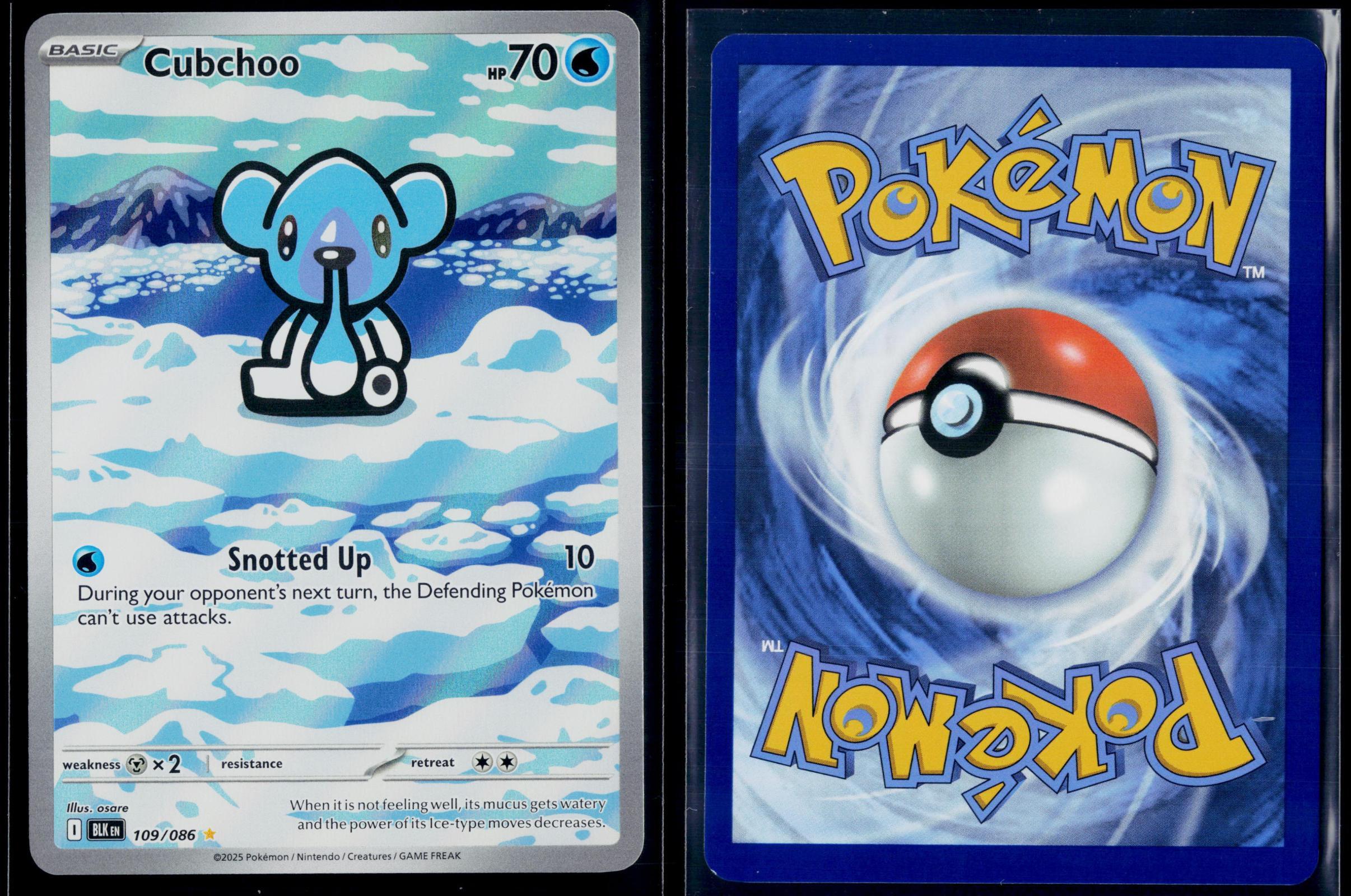 CUBCHOO 109/086 POKEMON BLACK BOLT HOLO ILLUSTRATION RARE NM