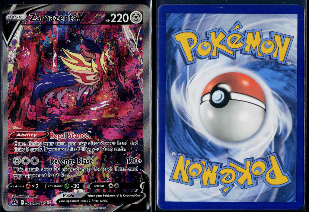 ZAMAZENTA V GG54/GG70 POKEMON CROWN ZENITH GALARIAN GALLERY HOLO V RARE NM