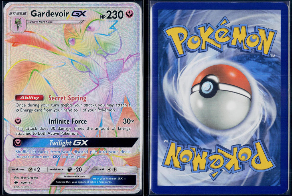 GARDEVOIR GX 159/147 POKEMON BURNING SHADOWS RAINBOW RARE NM