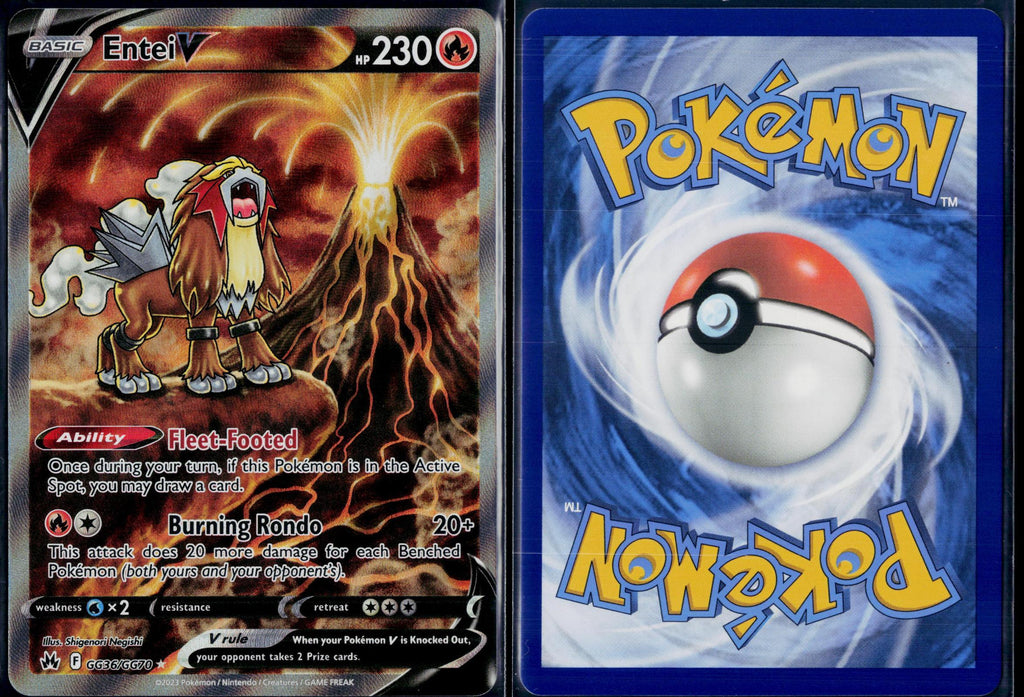 ENTEI V GG36/GG70 POKEMON CROWN ZENITH GALARIAN GALLERY HOLO V RARE NM