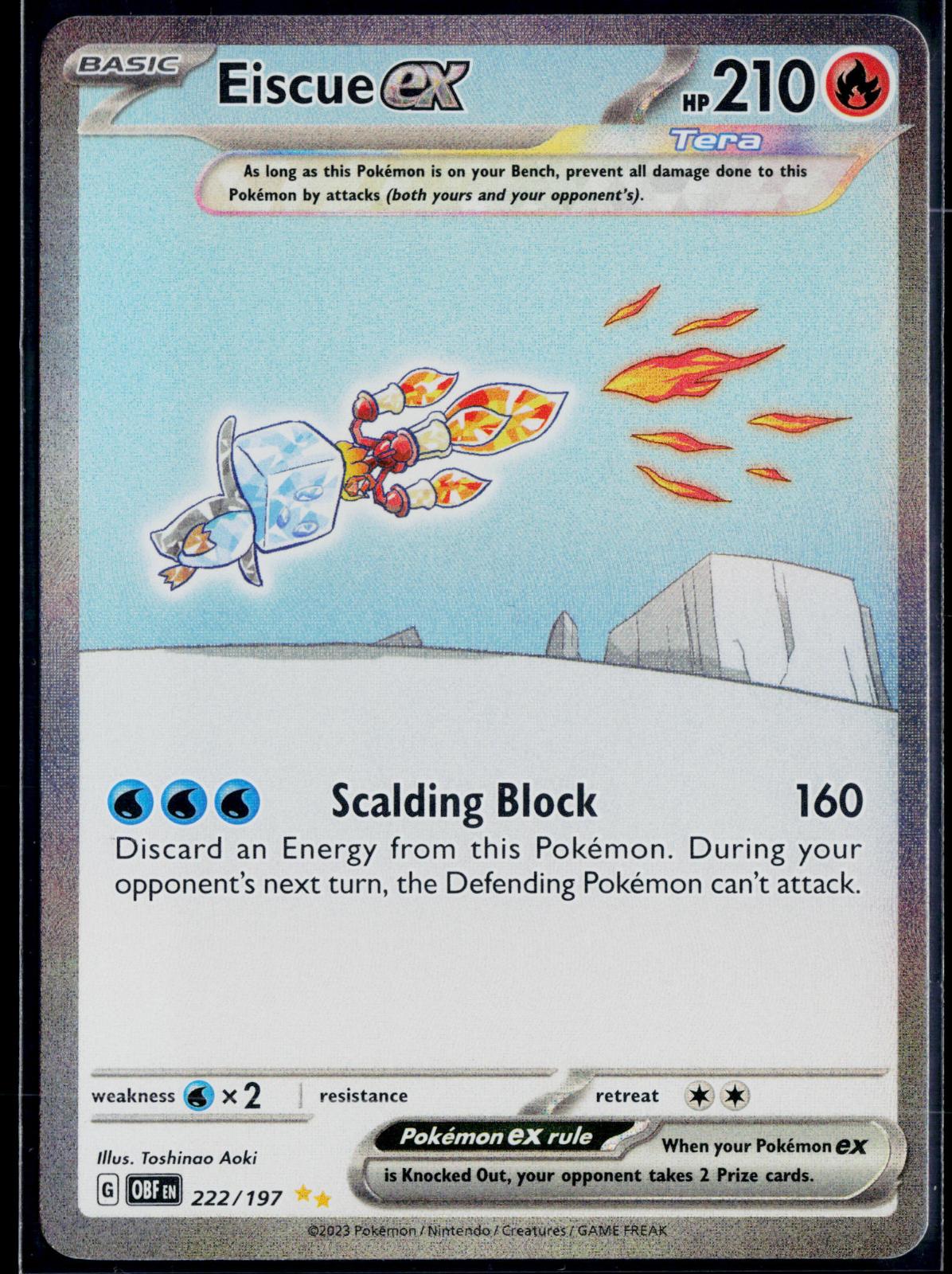 EISCUE EX 222/197 POKEMON OBSIDIAN FLAMES SPECIAL ILLUSTRATION RARE NM