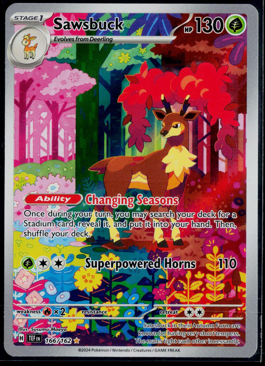 SAWSBUCK 166/162 POKEMON TEMPORAL FORCES ILLUSTRATION RARE NM