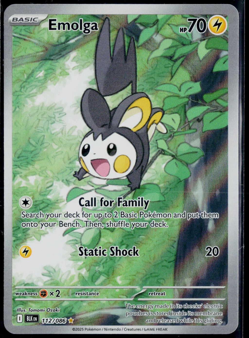 EMOLGA 112/086 POKEMON BLACK BOLT HOLO ILLUSTRATION RARE NM