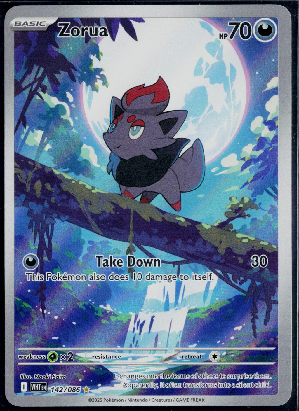 ZORUA 142/086 POKEMON WHITE FLARE HOLO ILLUSTRATION RARE NM