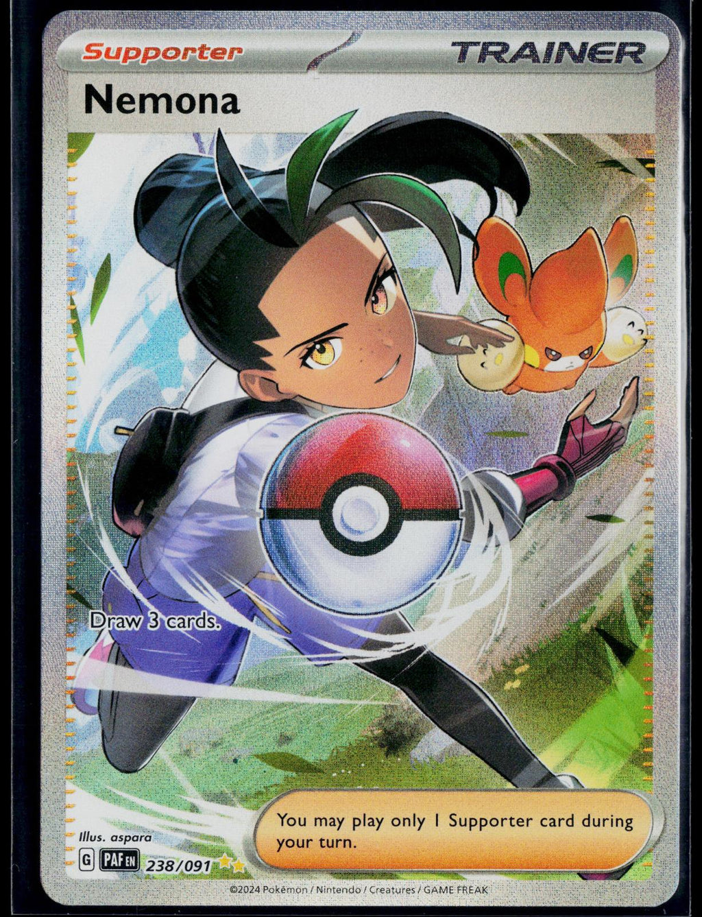 NEMONA 238/091 POKEMON PALDEAN FATES SPECIAL ILLUSTRATION RARE NM