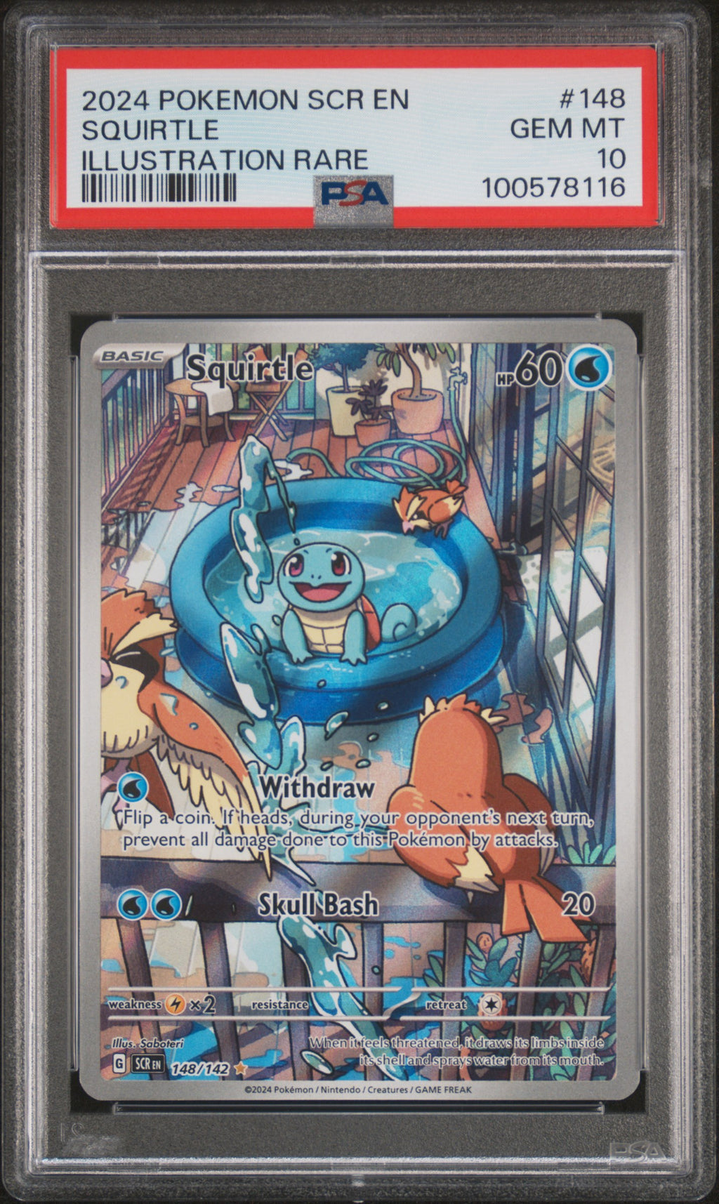 SQUIRTLE 148/142 PSA 10 POKEMON SCR EN-STELLAR CROWN ILLUSTRATION RARE