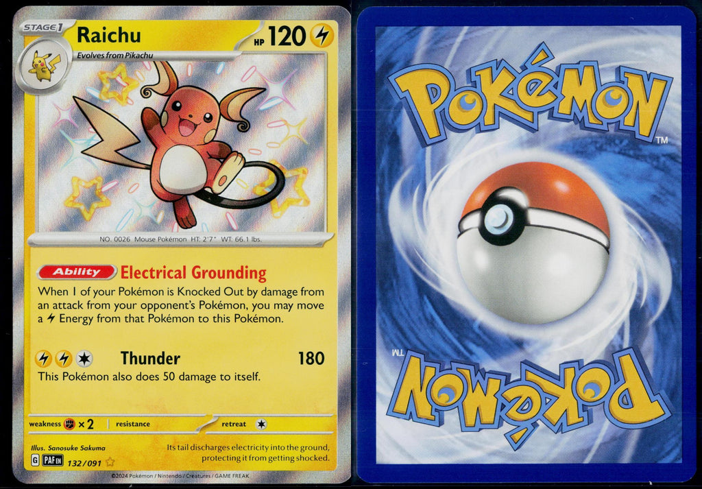 RAICHU 132/091 POKEMON PALDEAN FATES SHINY RARE NM