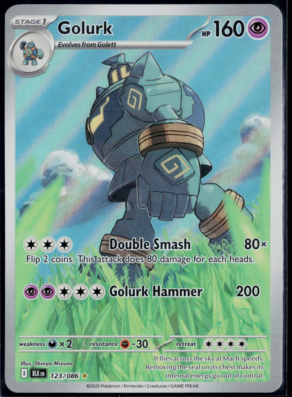 GOLURK 123/086 POKEMON BLACK BOLT HOLO ILLUSTRATION RARE NM