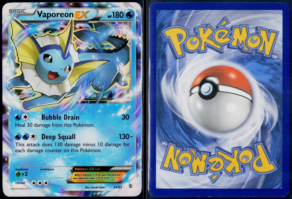 VAPOREON EX 24/83 POKEMON GENERATIONS HOLO EX RARE LP/MP