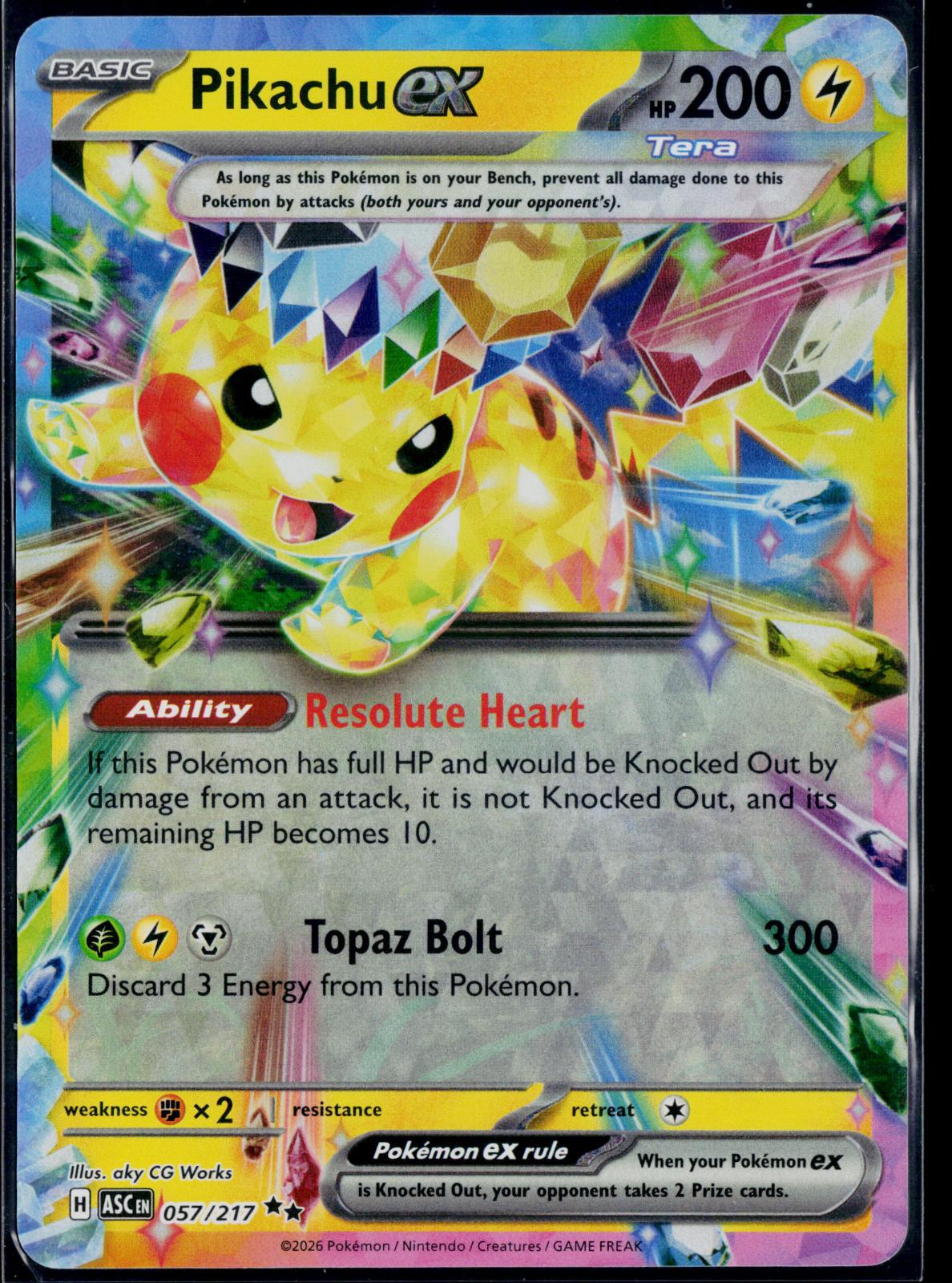 PIKACHU EX 057/191 POKEMON SURGING SPARKS DOUBLE RARE NM