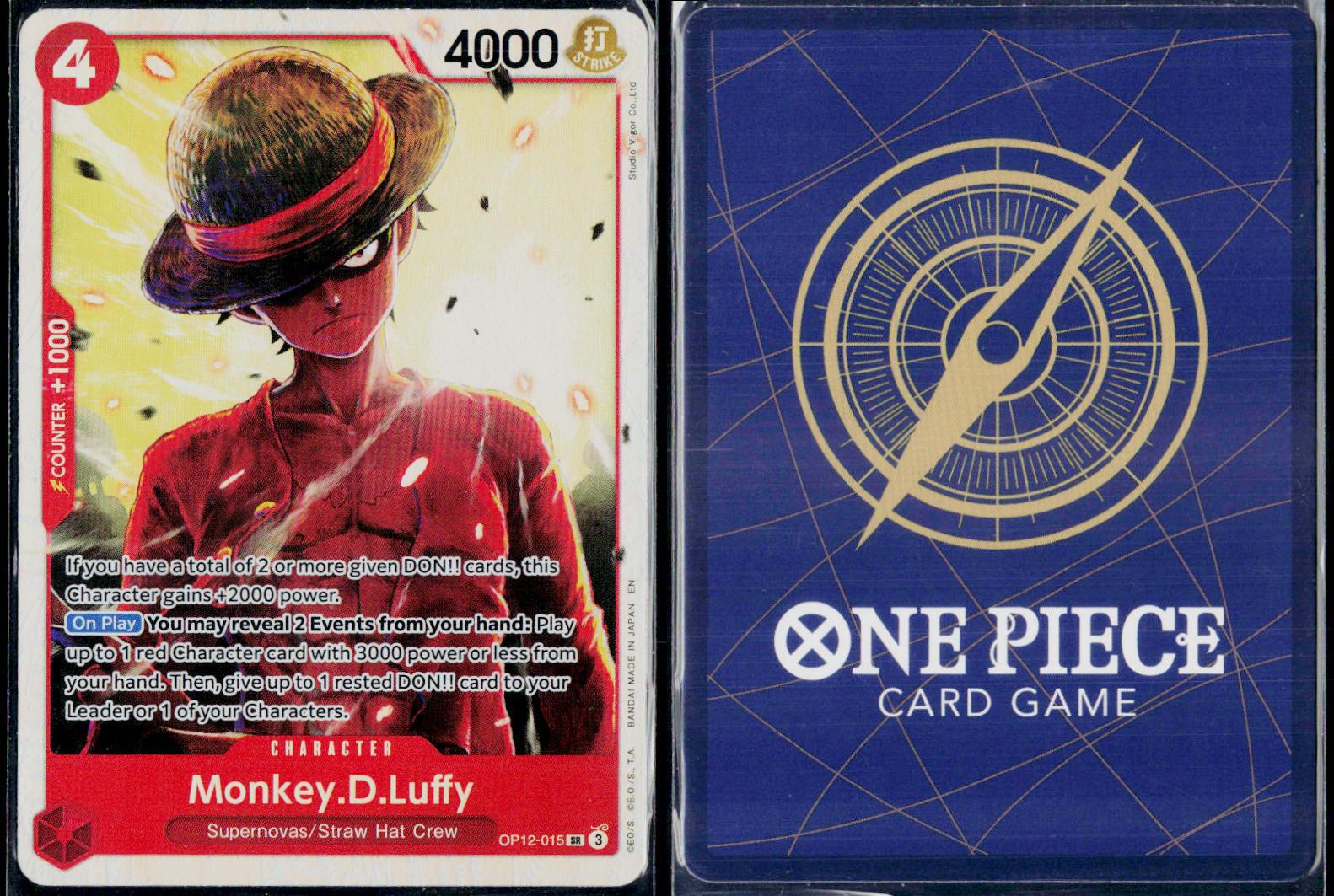 MONKEY.D.LUFFY OP12-015 ONE PIECE LEGACY OF THE MASTER SR NM