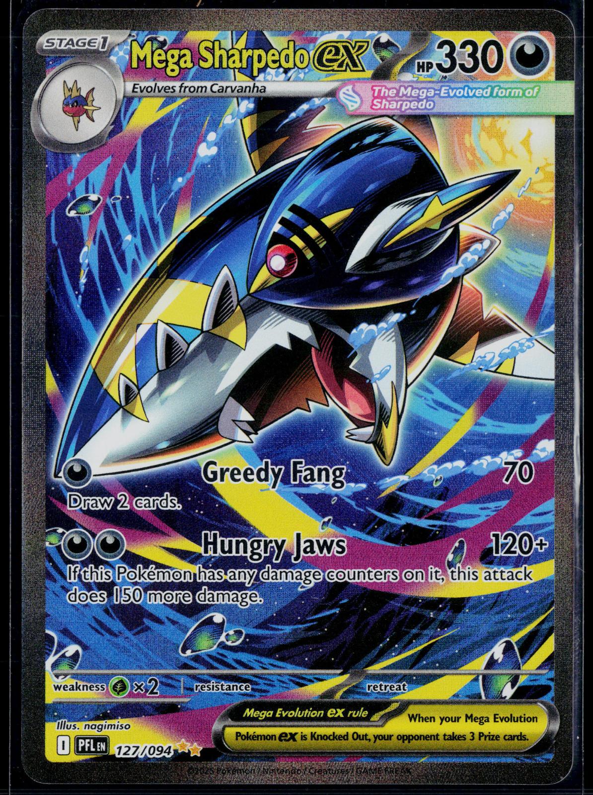 MEGA SHARPEDO EX 127/094 POKEMON PHANTASMAL FLAMES SPECIAL ILLUSTRATION RARE NM