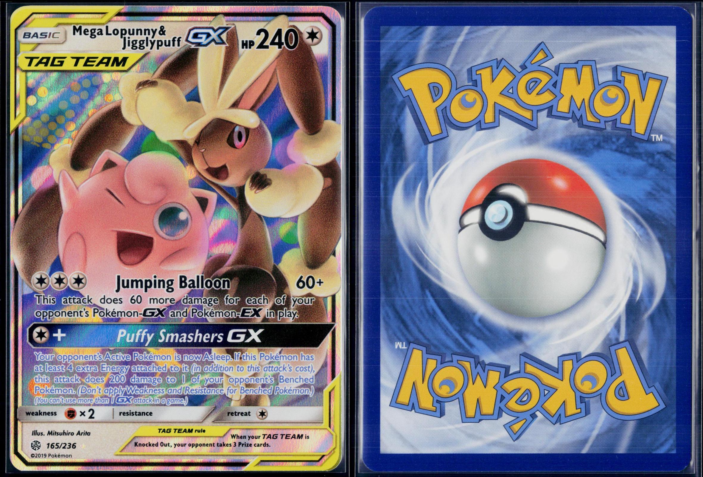 MEGA LOPUNNY & JIGGLYPUFF GX 165/236 POKEMON COSMIC ECLIPSE HOLO GX RARE NM