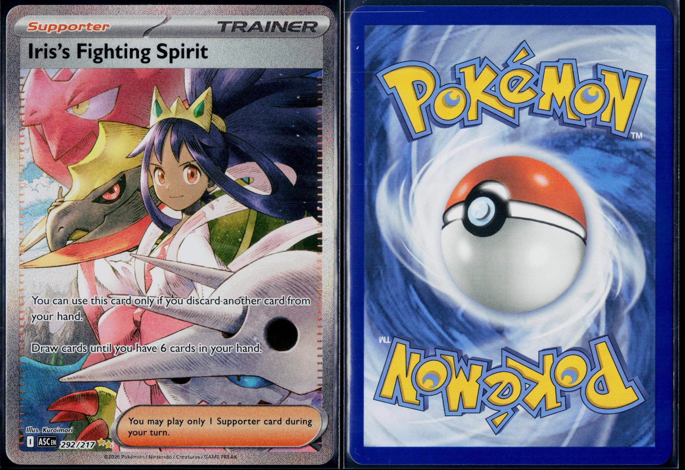 IRIS'S FIGHTING SPIRIT 292/217 POKEMON ASCENDED HEROES NM