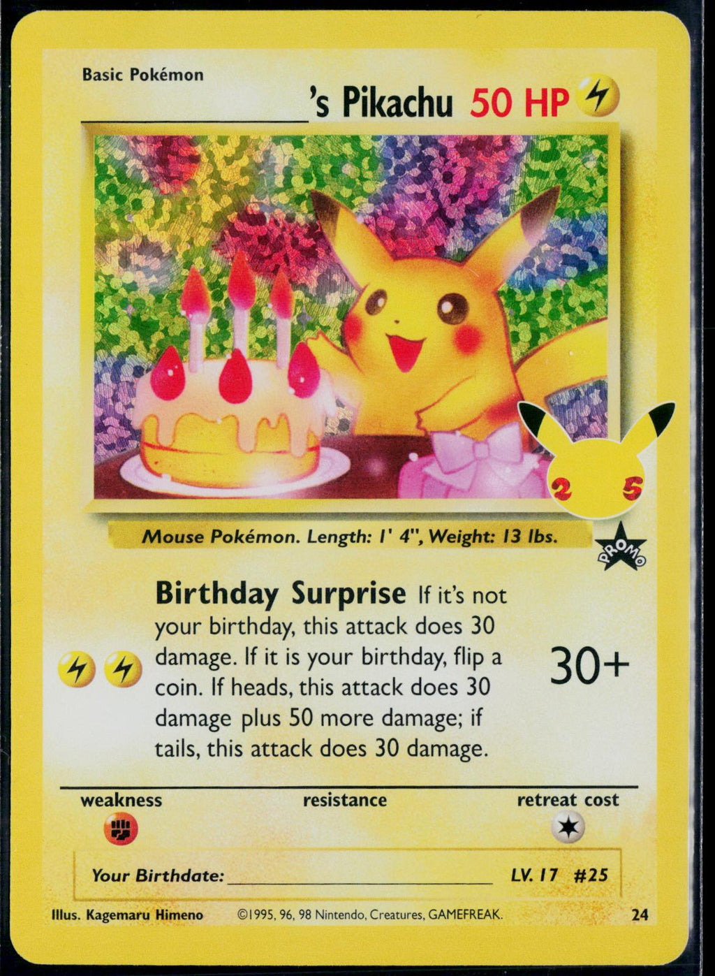 _____'S PIKACHU 24 POKEMON CELEBRATIONS: CLASSIC COLLECTION NM