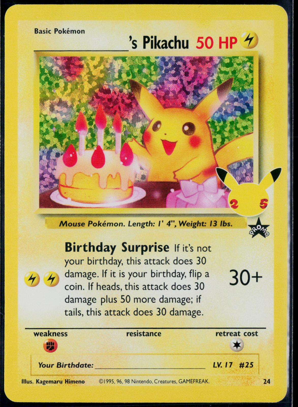 _____'S PIKACHU 24 POKEMON CELEBRATIONS: CLASSIC COLLECTION NM