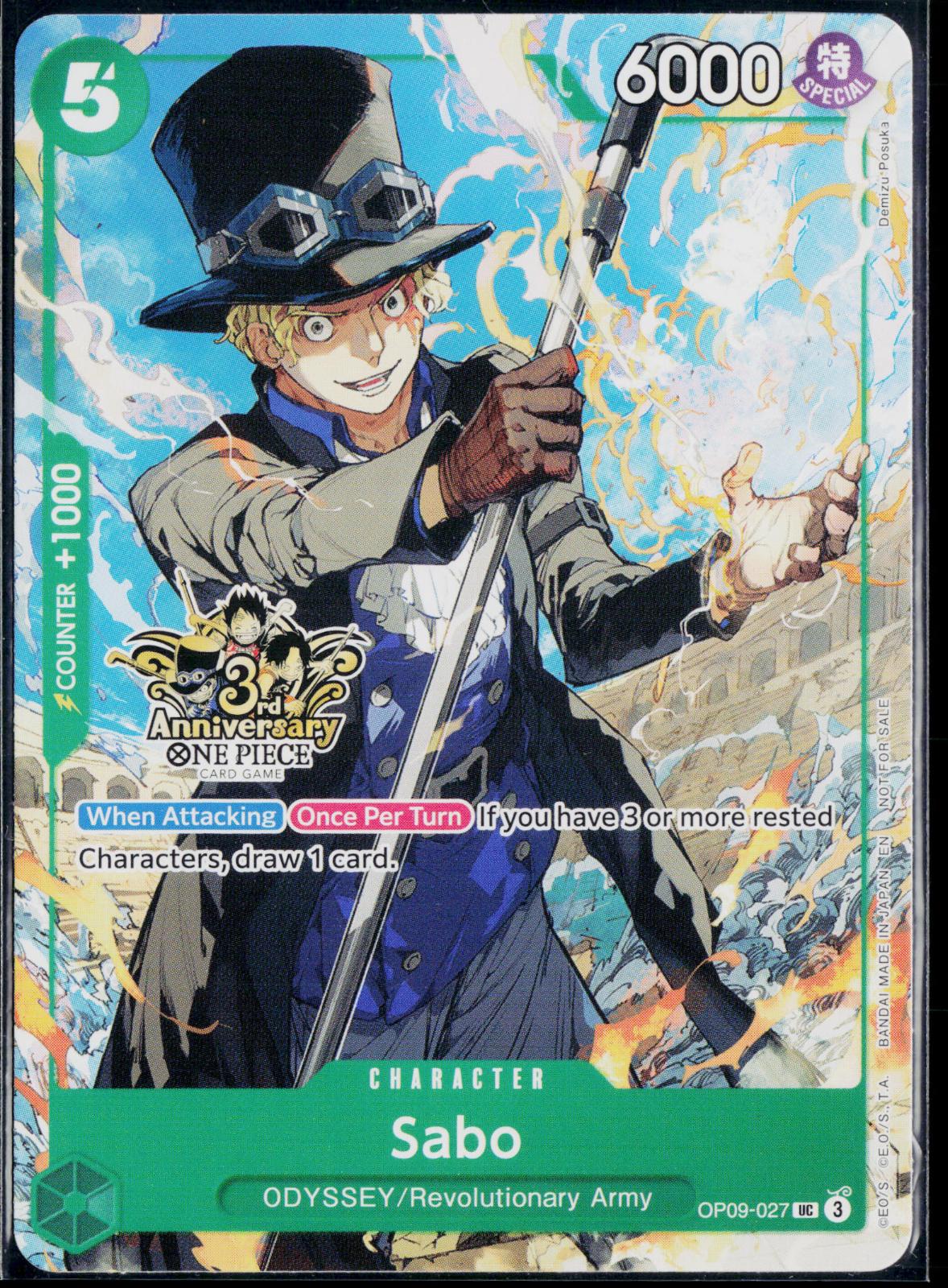 SABO (3RD ANNIVERSARY TOURNAMENT) OP09-027 ONE PIECE CARRYING ON HIS WILL NM