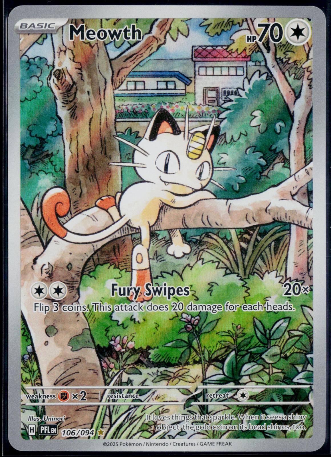 MEOWTH 106/094 POKEMON PHANTASMAL FLAMES ILLUSTRATION RARE NM