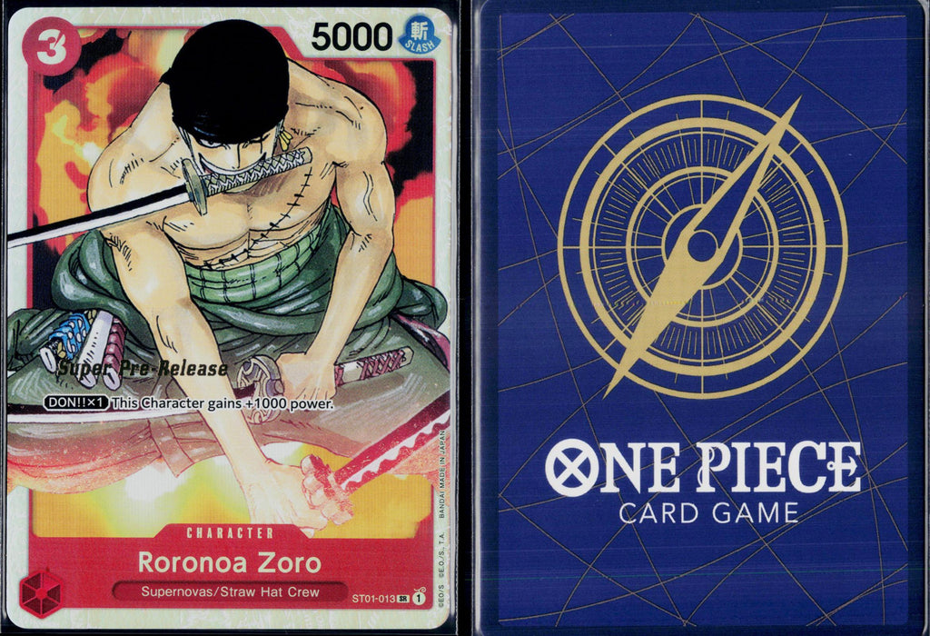 RORONOA ZORO ST01-013 ONE PIECE SUPER PRE-RELEASE NM