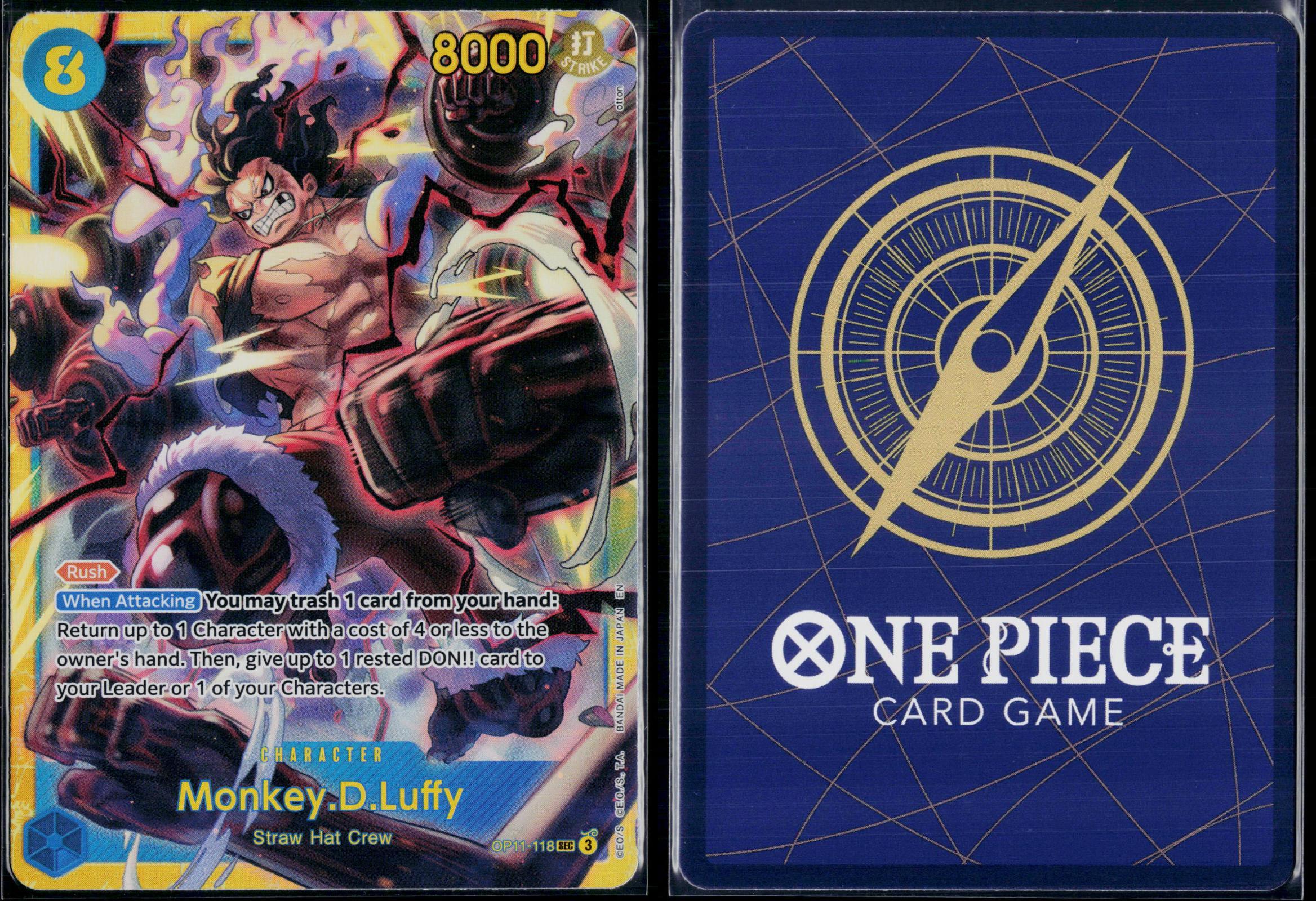 MONKEY.D.LUFFY (118) OP11-118 ONE PIECE A FIST OF DIVINE SPEED SEC NM