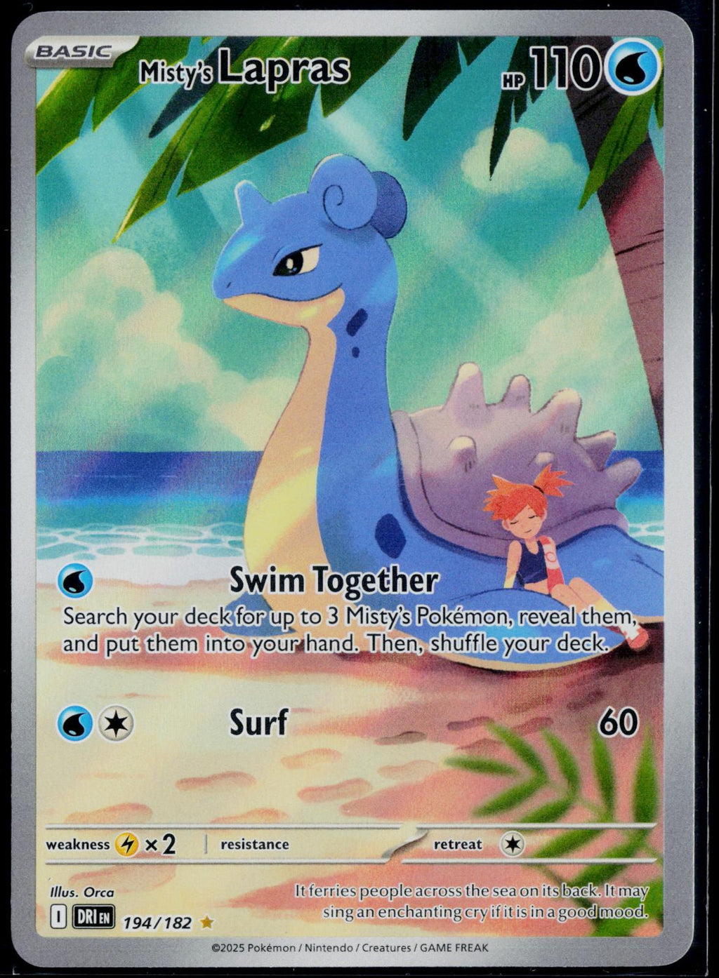 MISTY'S LAPRAS 194/182 POKEMON DESTINED RIVALS ILLUSTRATION RARE NM