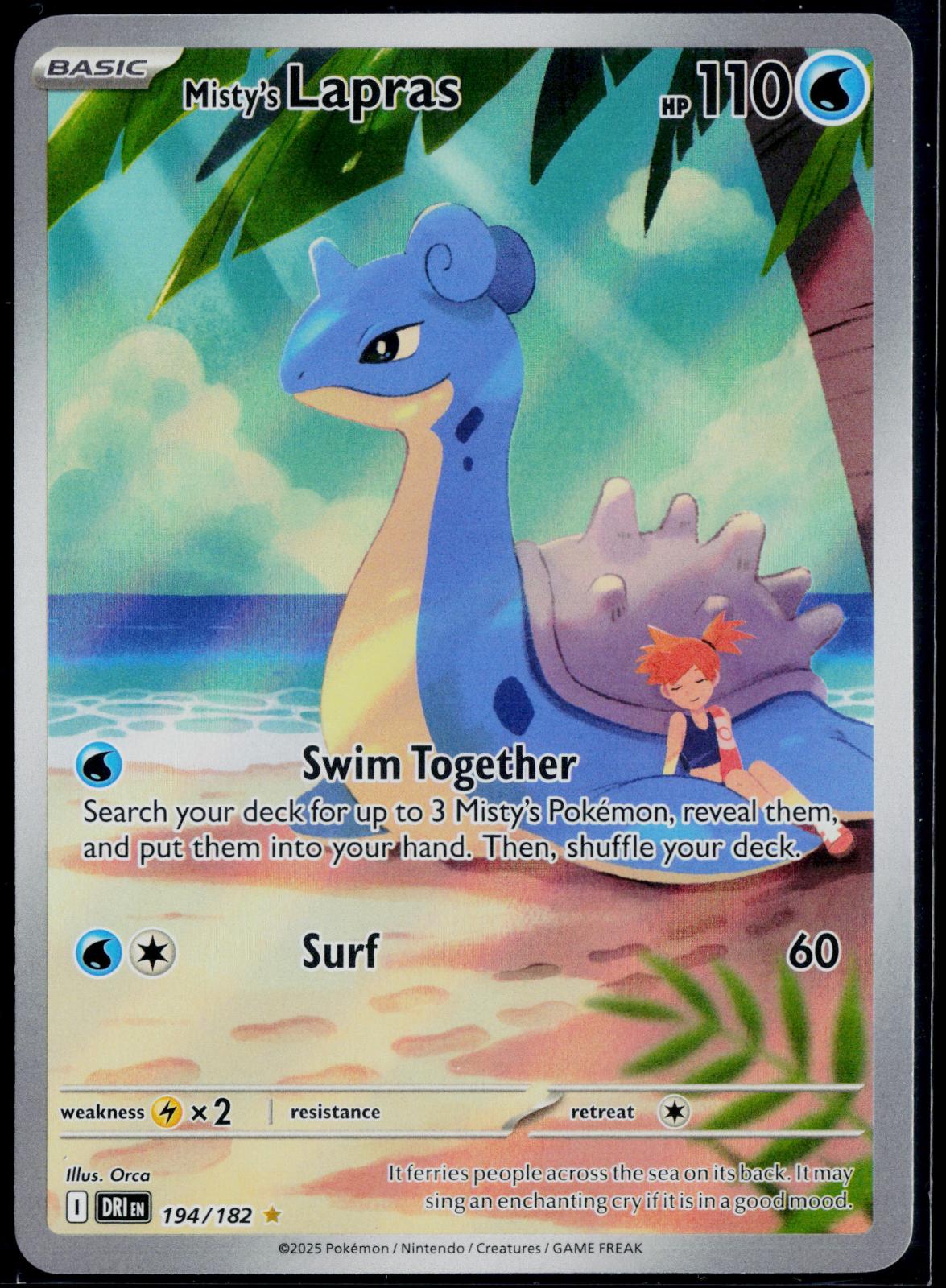 MISTY'S LAPRAS 194/182 POKEMON DESTINED RIVALS ILLUSTRATION RARE NM