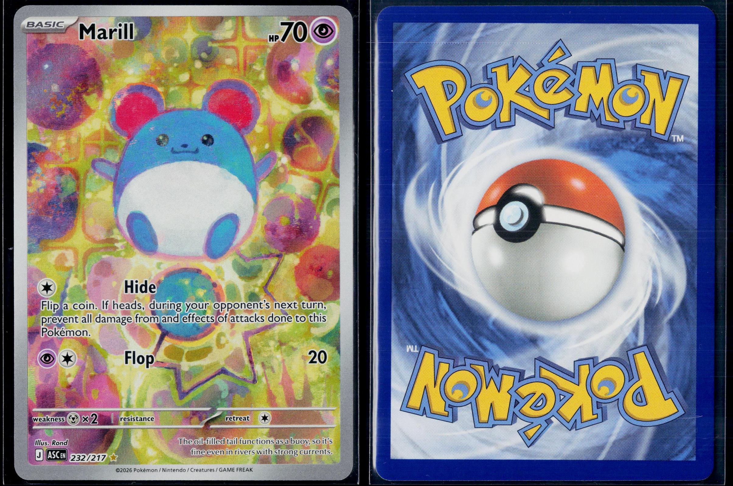MARILL 232/217 POKEMON ASCENDED HEROES ILLUSTRATION RARE NM