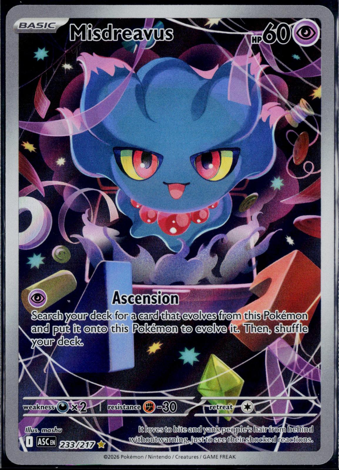 MISDREAVUS 233/217 POKEMON ASCENDED HEROES ILLUSTRATION RARE NM