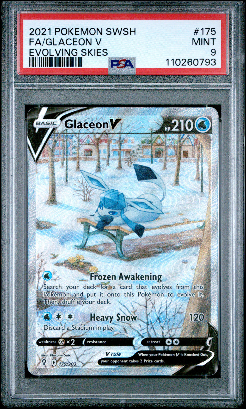 GLACEON V 175/203 PSA 9 POKEMON EVOLVING SKIES