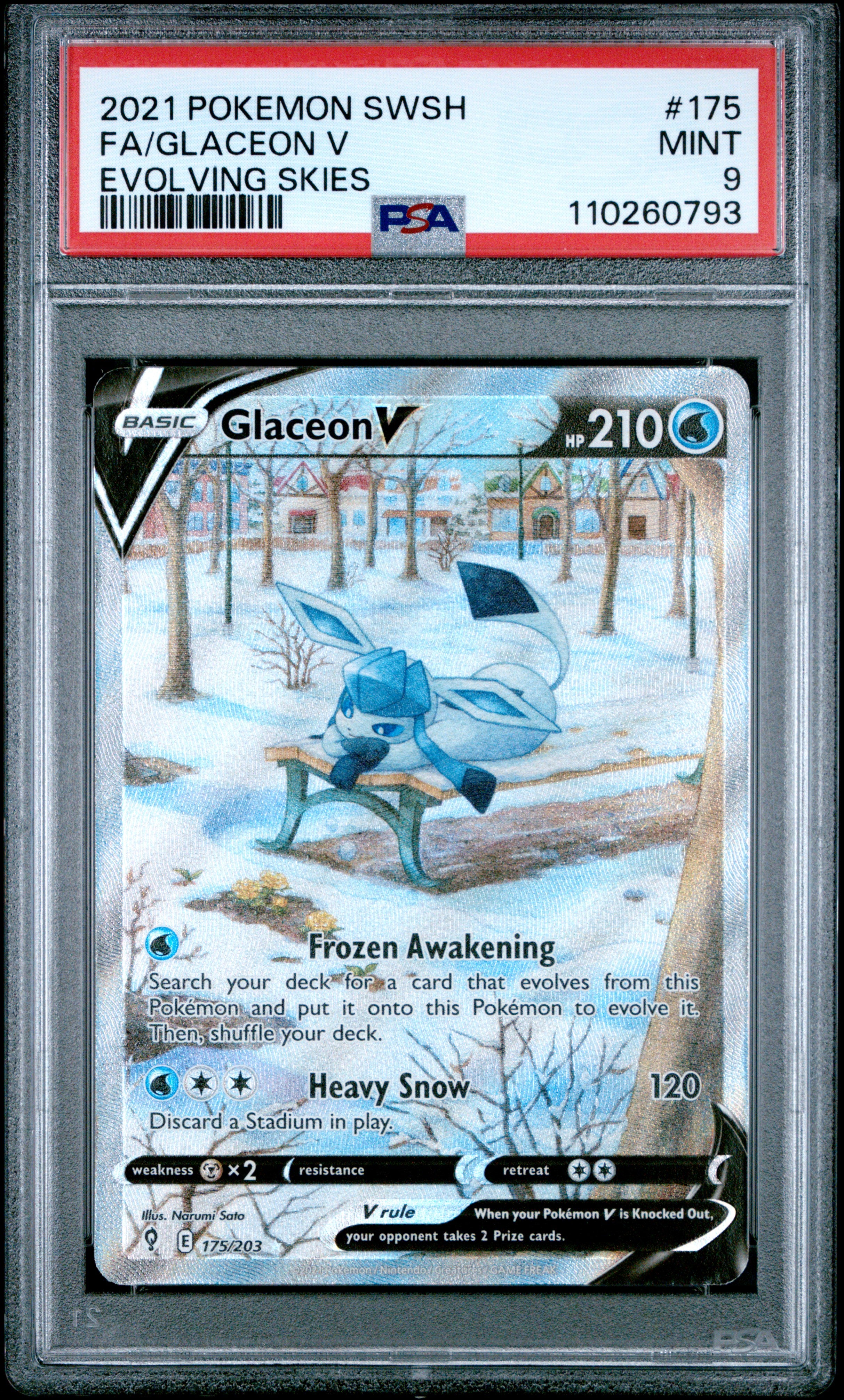 GLACEON V 175/203 PSA 9 POKEMON EVOLVING SKIES